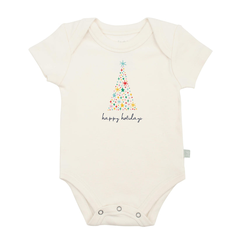 graphic bodysuit | happy holidays tree