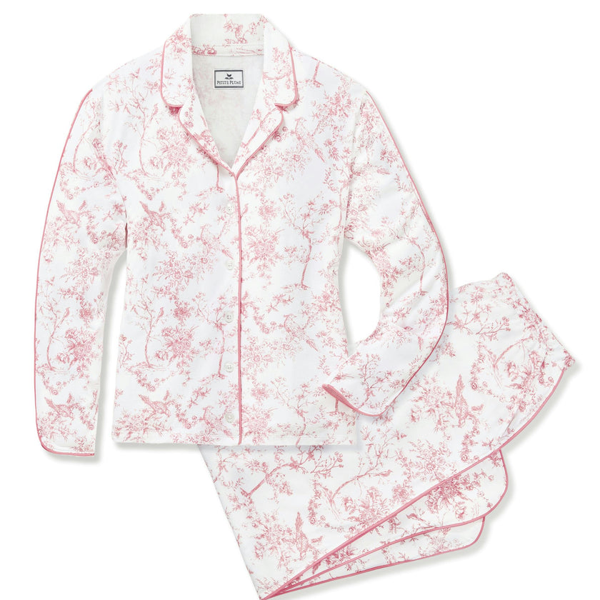 The Margaux Pima Pajama Set in Pink Timeless Toile