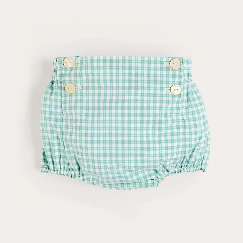 Lucas Check Button Detail Bloomers in Green (1mth-2yrs)