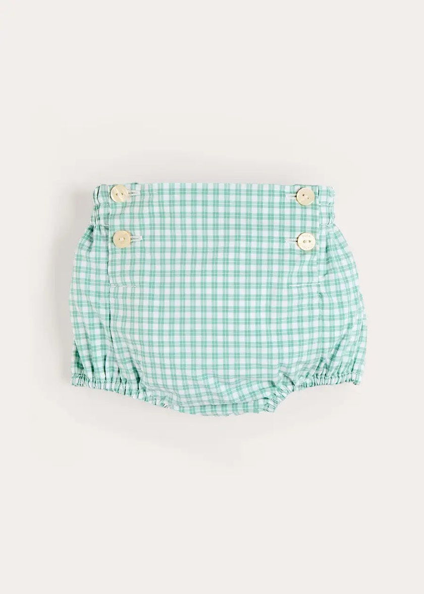 Lucas Check Button Detail Bloomers in Green (1mth-2yrs)