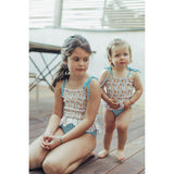 Pears Elastic One Piece Swimsuit, Green, Beige And Orange