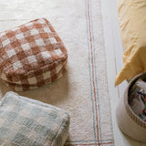 Vichy Plush Tablecloth-Inspired Pouf