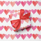 Pink Watercolor Hearts Gift Wrap