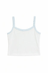 Lizzie White With Blue Lace Heart Pointelle Tank