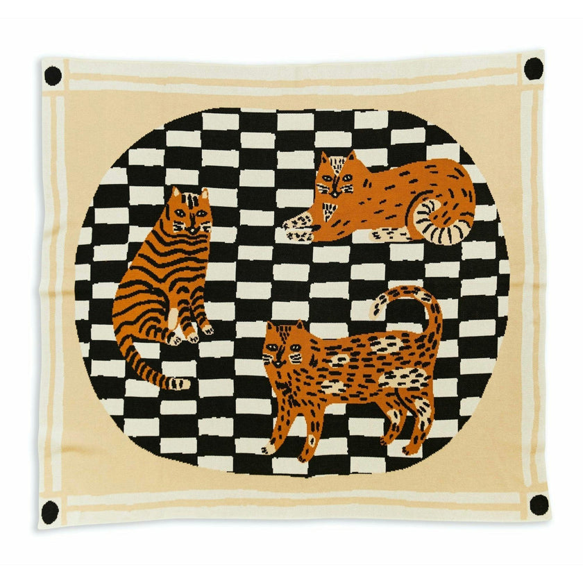 Three of Cats Knit Blanket