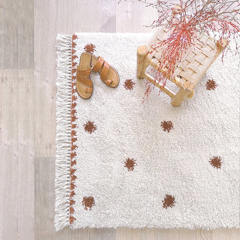 Wooly Fringed Rectangular Rug