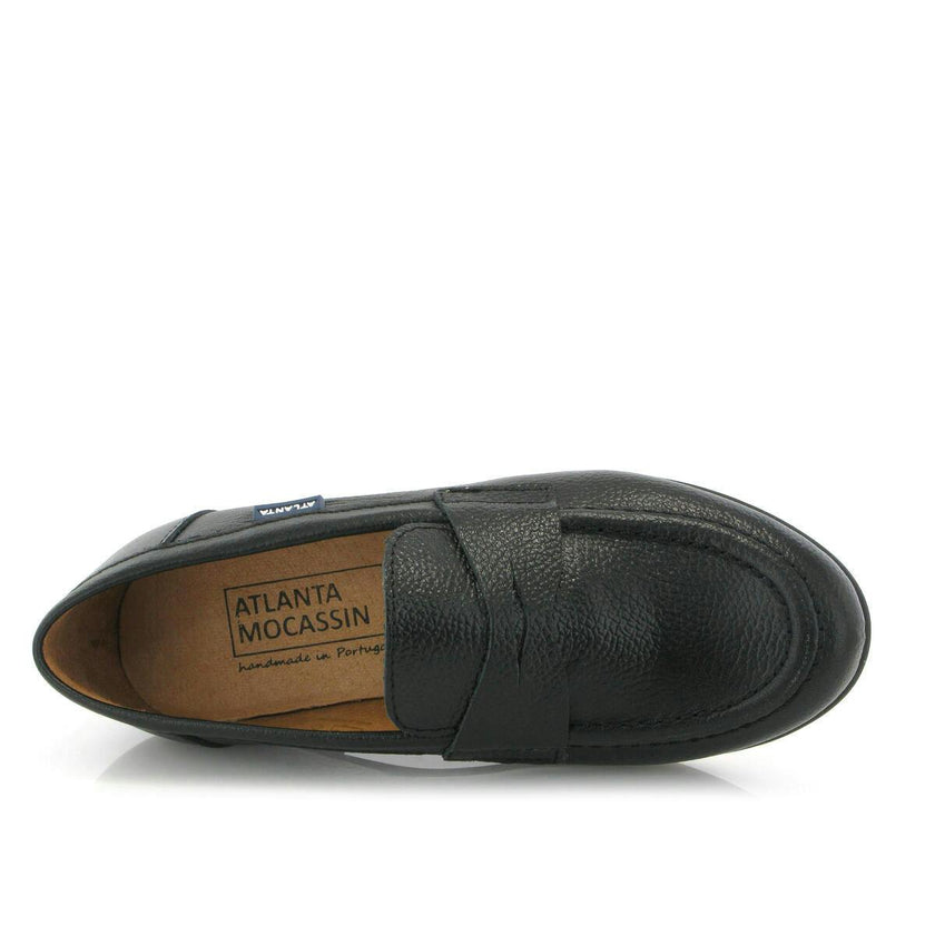 Grainy Leather Teresa Classic Loafers, Black