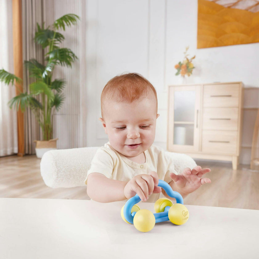 Hape: Rattle & Roll Toy Car - Blue & Yellow