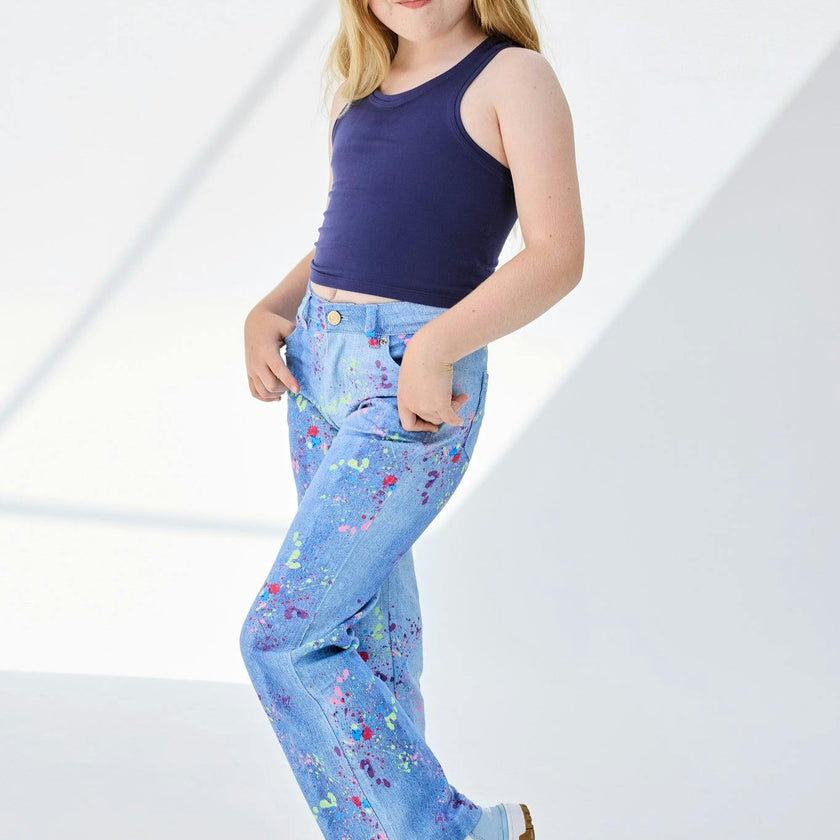 Girls Hi-Shine Mid Rise Slim Band Twill Pant