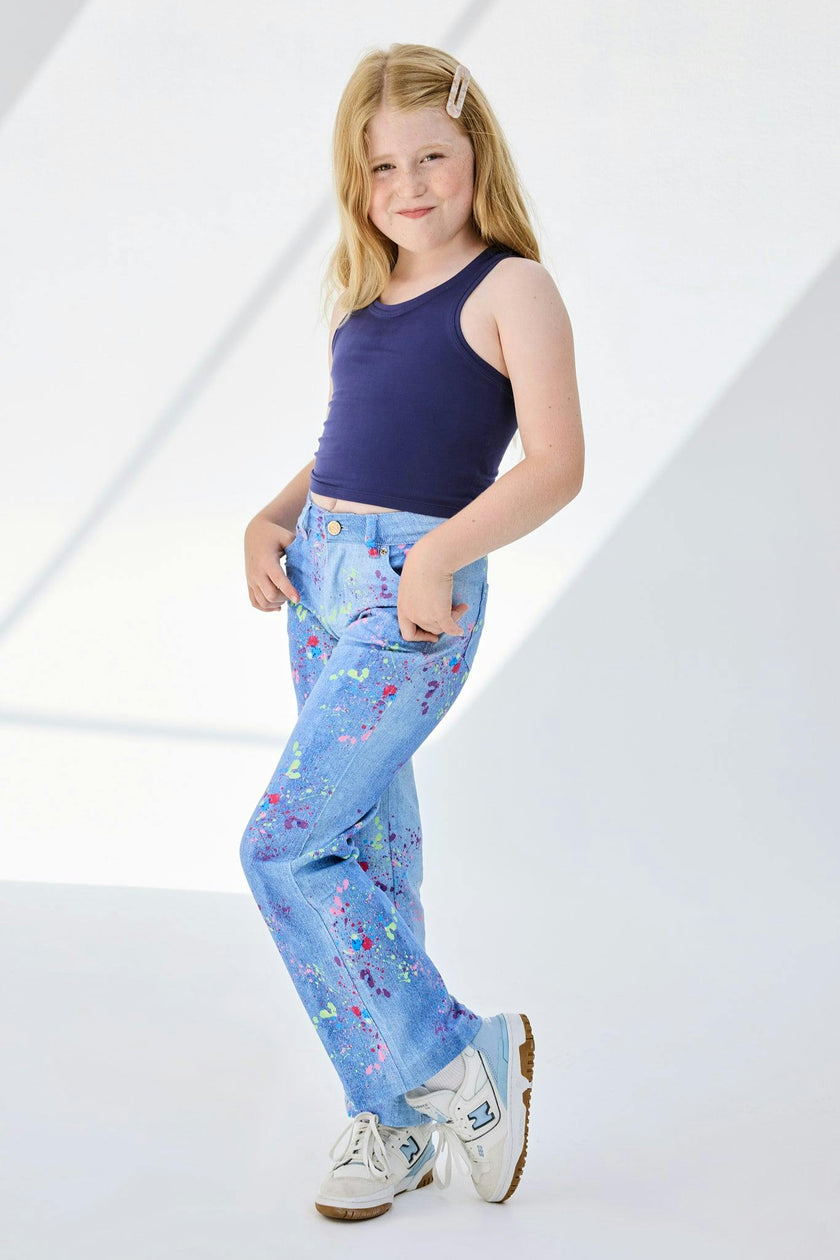 Girls Hi-Shine Mid Rise Slim Band Twill Pant