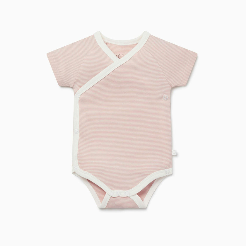 Short Sleeve Kimono Bodysuit - Blush Stripe