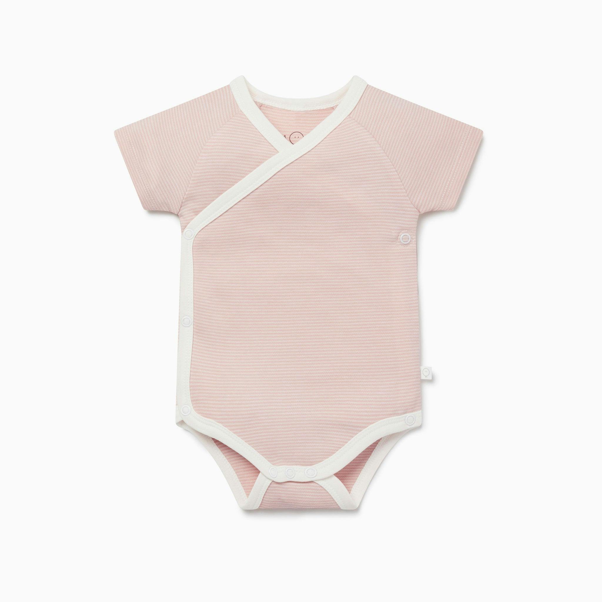 Short Sleeve Kimono Bodysuit - Blush Stripe