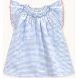 Baby Dress Gabrielle Hand-Smocked In Blue Gingham, Blue