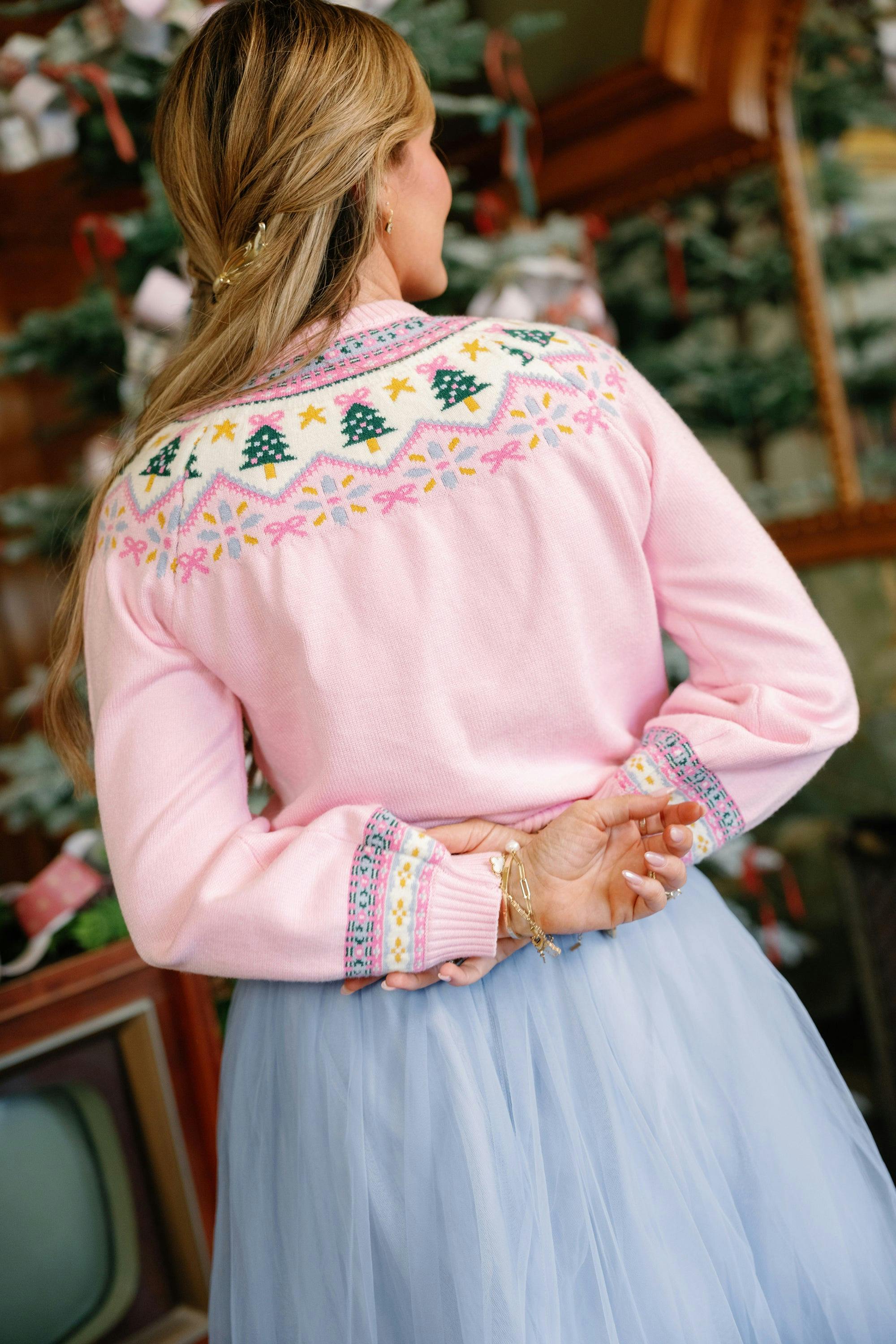 Melody Sweater in Marzipan Pink Fair Isle