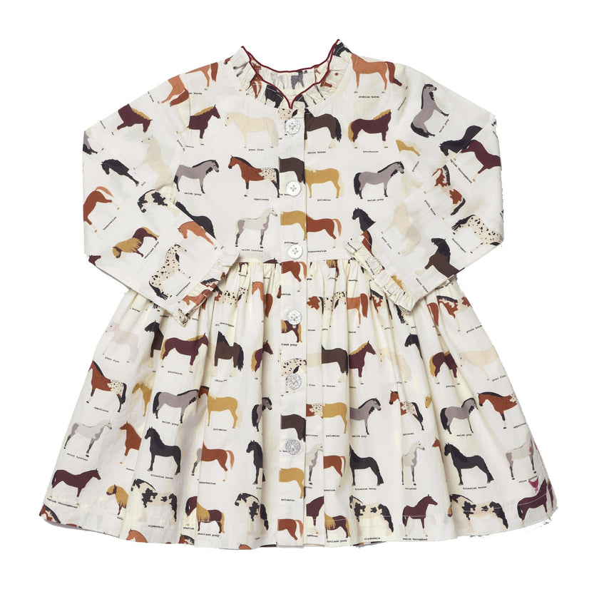 Girls Autumn Dress - Horse Breeds