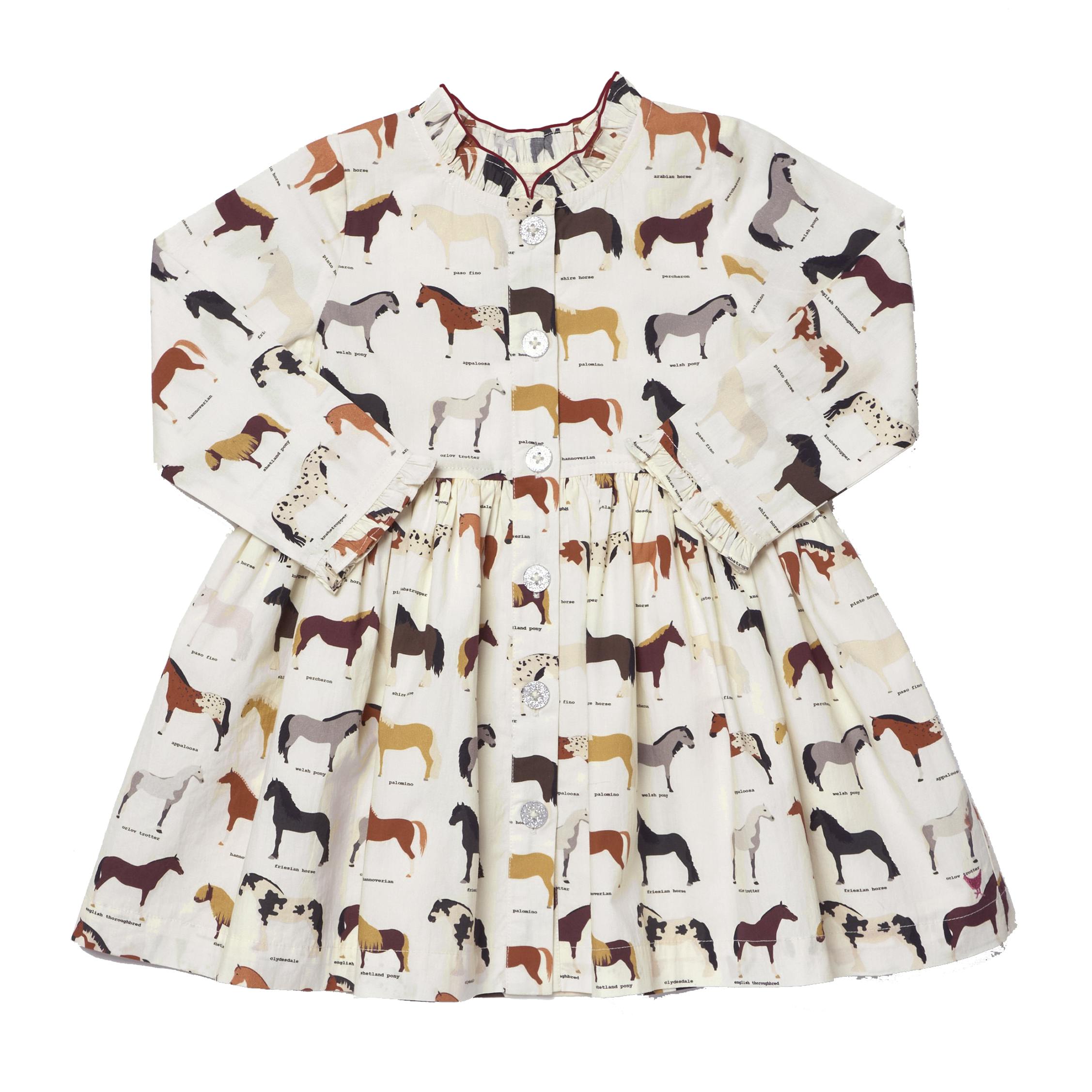Girls Autumn Dress - Horse Breeds