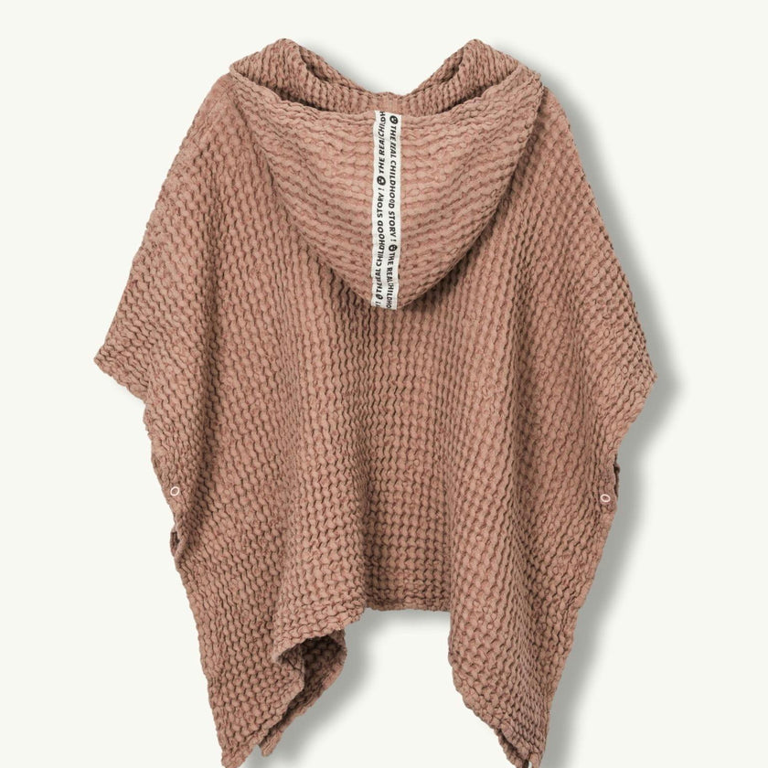 children's linen waffle poncho - cinnamon