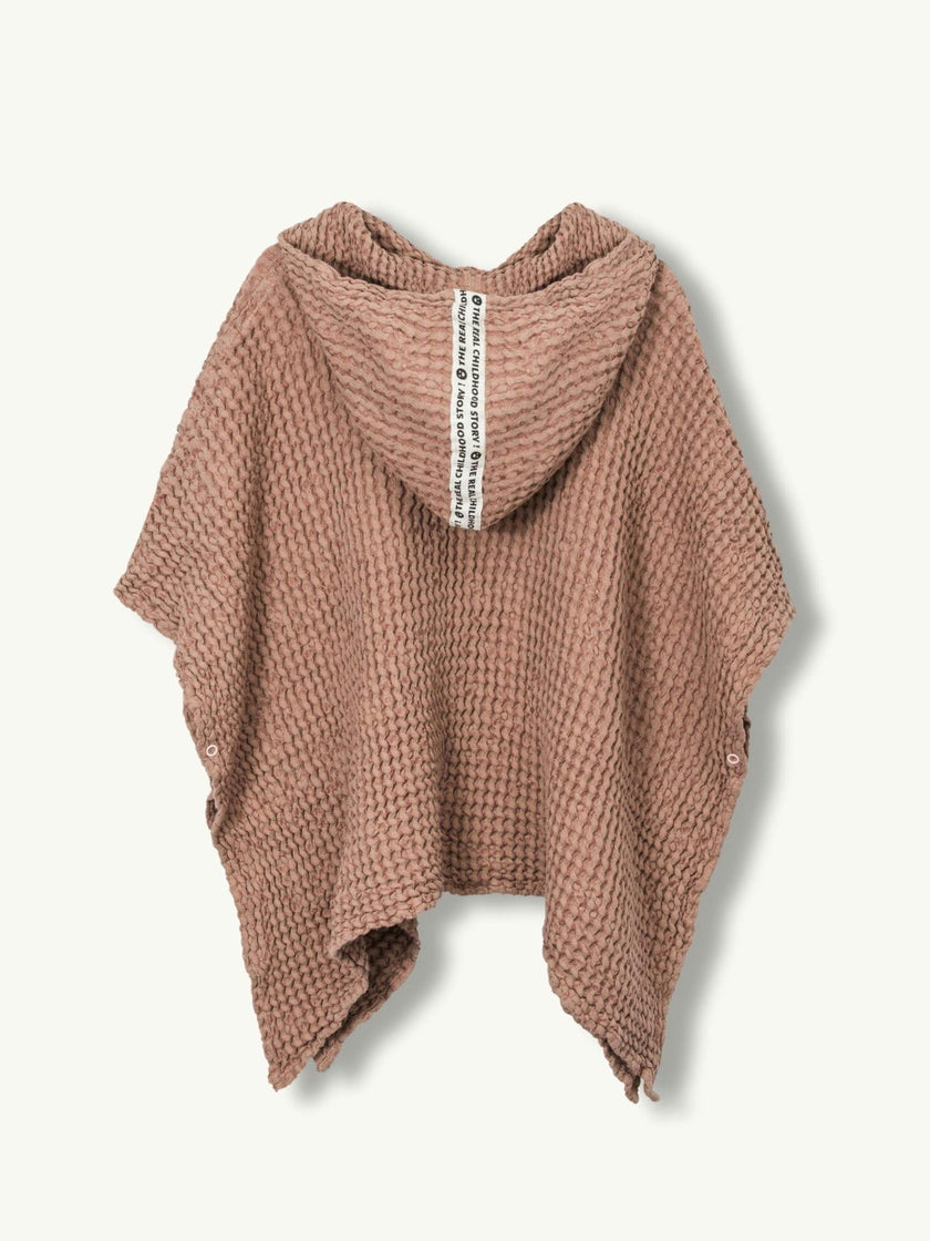 children's linen waffle poncho - cinnamon