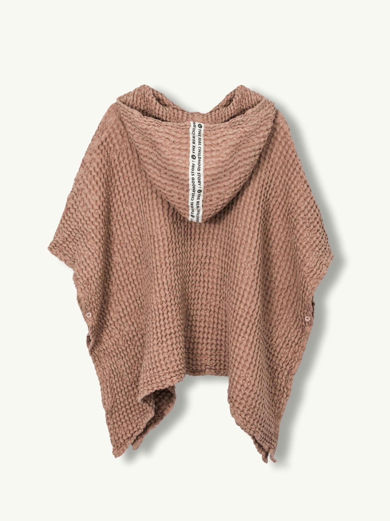 children's linen waffle poncho - cinnamon