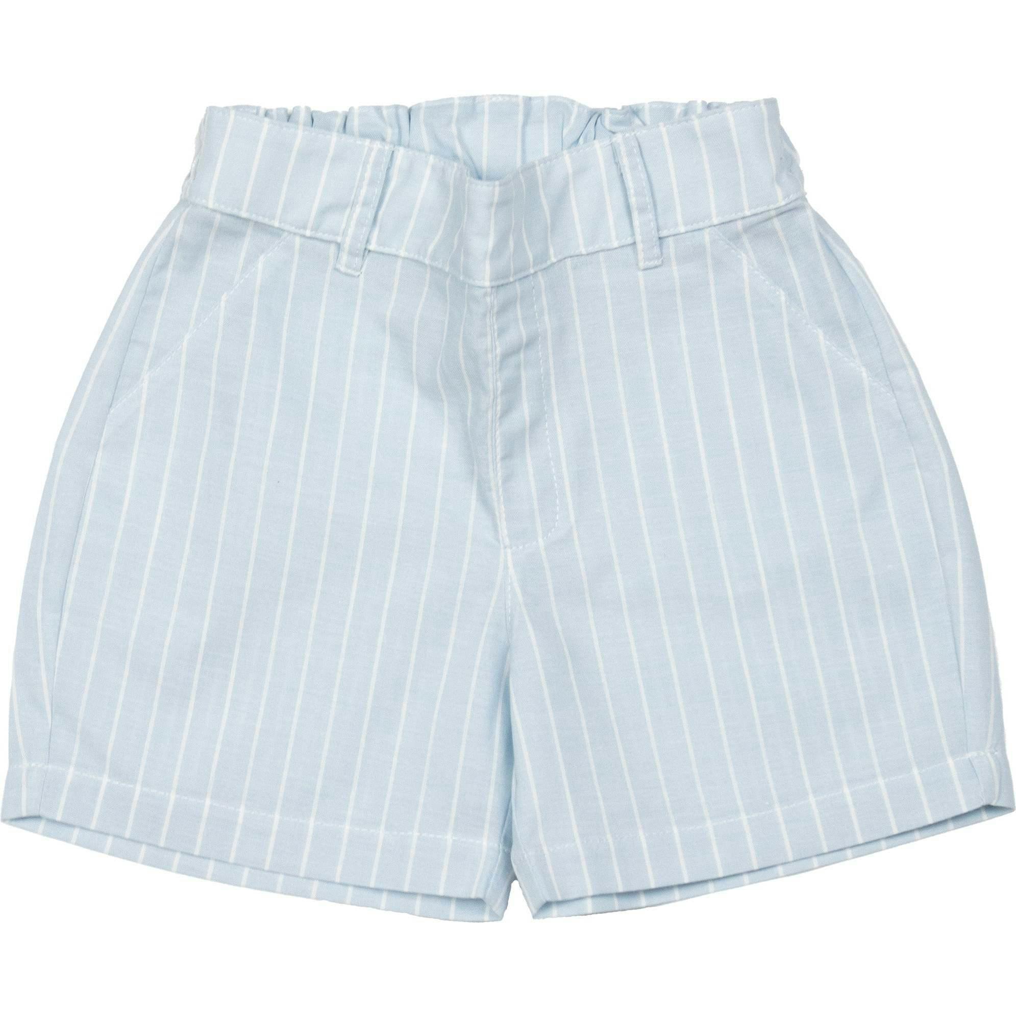 Linen Shorts - Lt.Blue Striped
