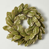 Green & Gold Metallic Magnolia Leaf Front Door Holiday Wreath Shimmering Christmas Mantel Decor