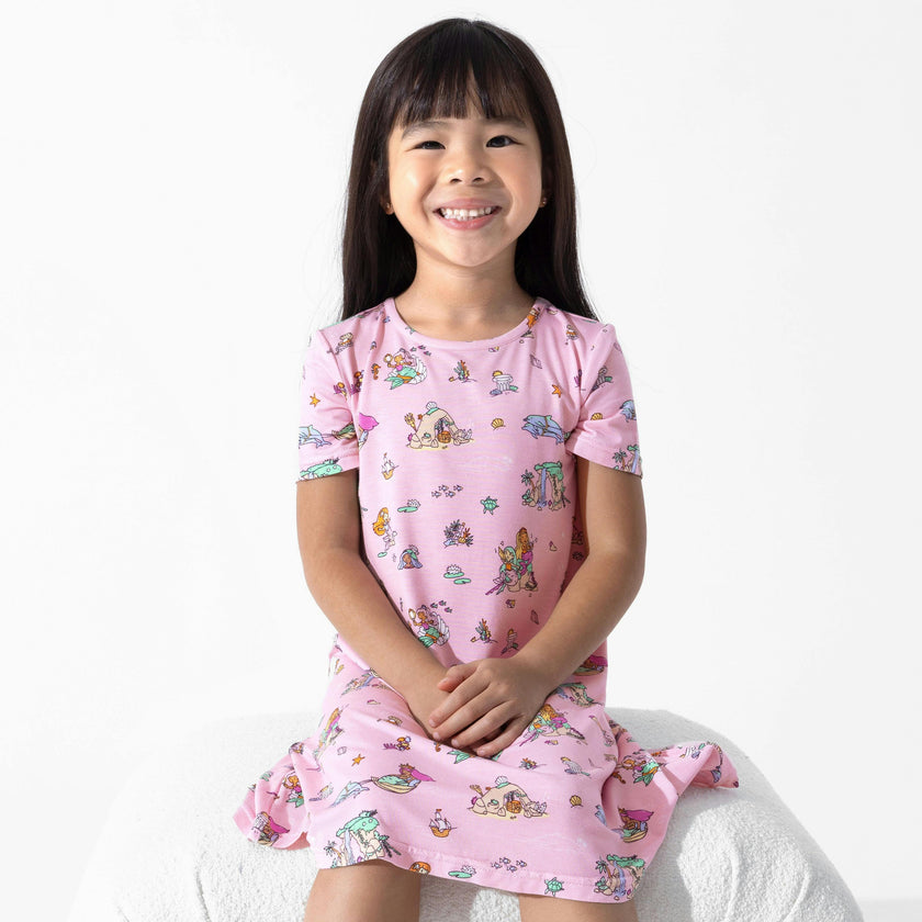 Mermaid Lagoon Bamboo Girls' Short Sleeve Dress