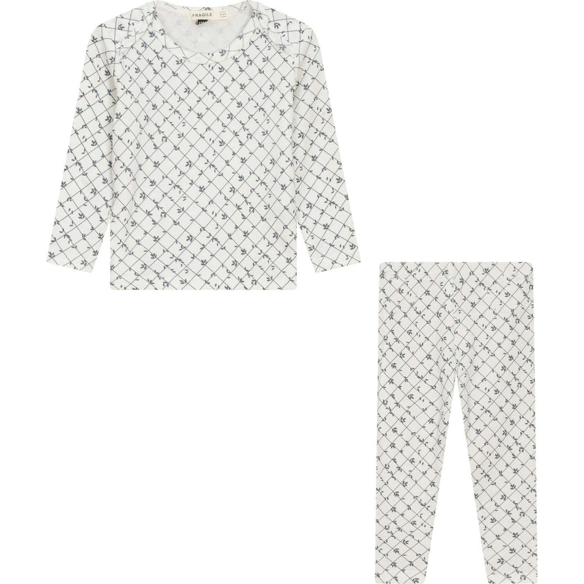 Printed Ribbed 2Pc Set White/Burgundy