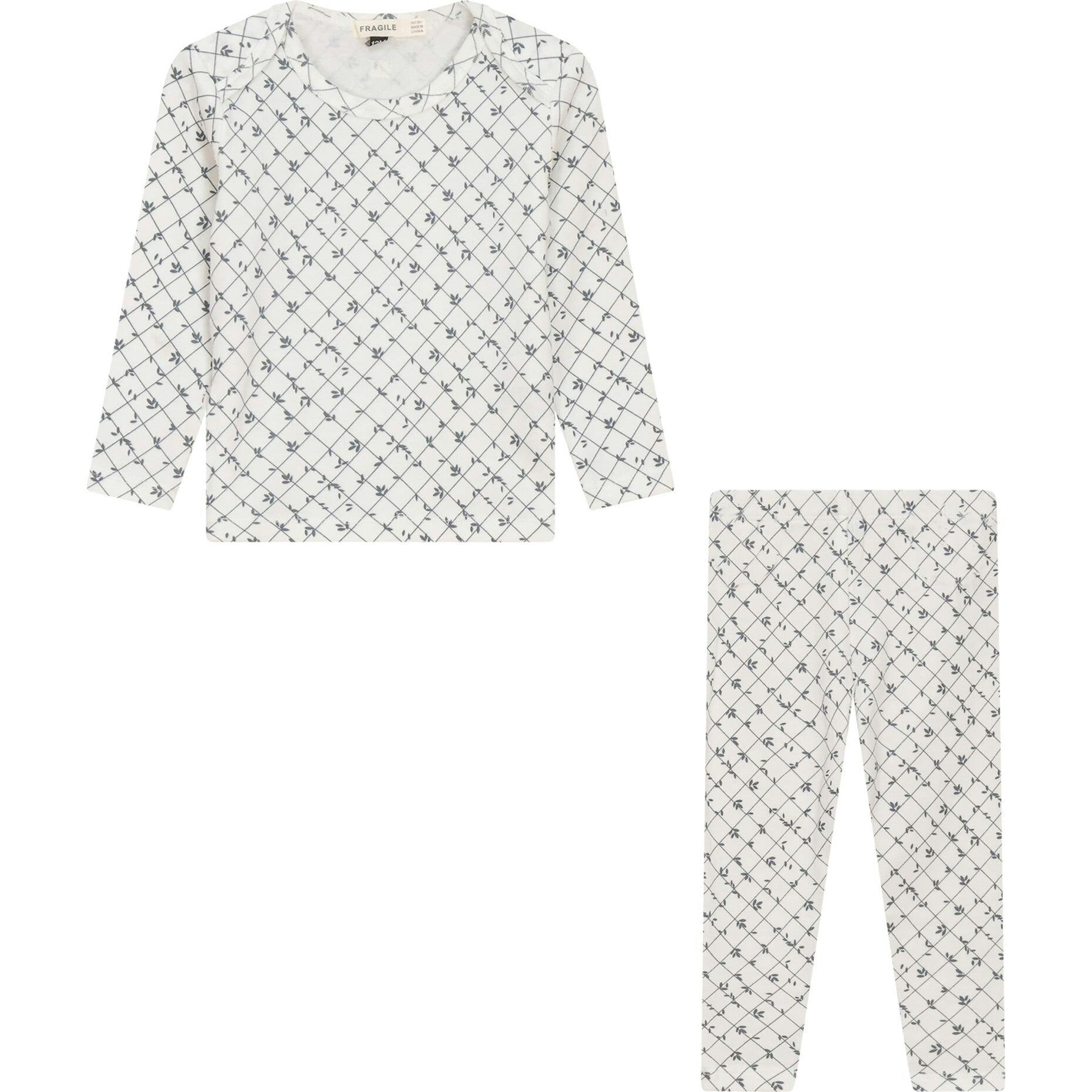 Printed Ribbed 2Pc Set White/Burgundy
