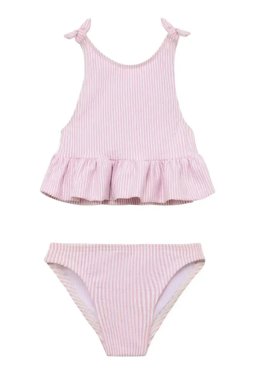 Girls' two-piece swimsuit with lilac stripes | CANDY 2P