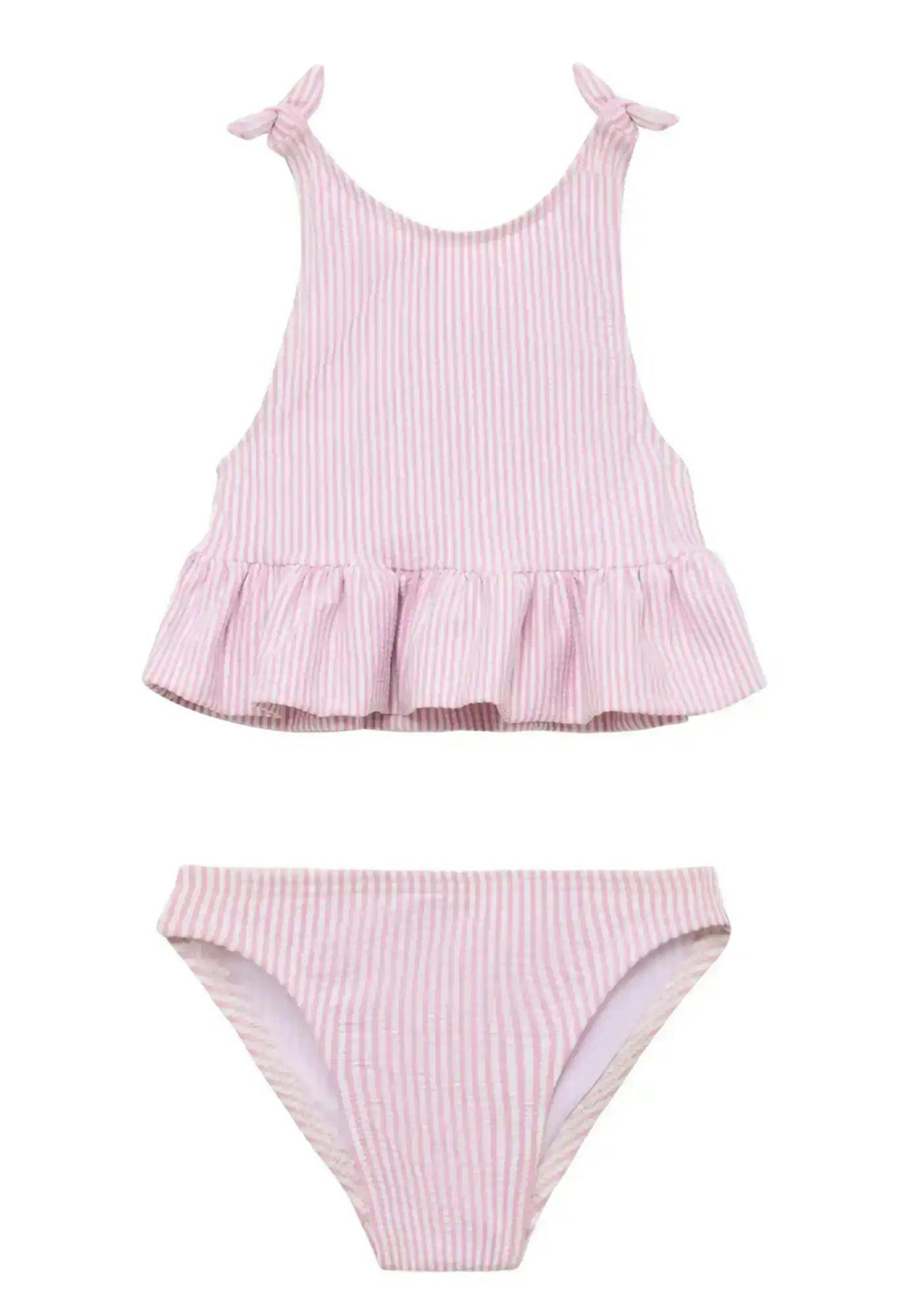 Girls' two-piece swimsuit with lilac stripes | CANDY 2P