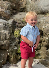 CHAMBRAY/RED STRIPE  HELFORD WOVEN ONESIE