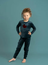 Apple Print Cotton Velour 2Pc Set Clay