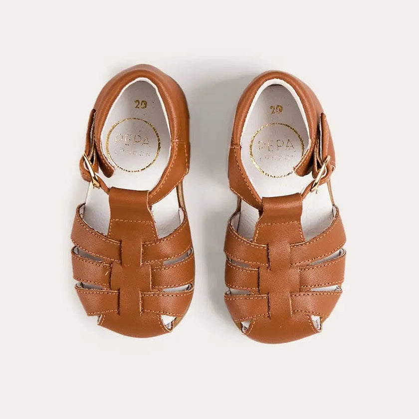 Woven Leather Fisherman Sandals in Brown (20-27EU)