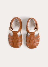 Woven Leather Fisherman Sandals in Brown (20-27EU)
