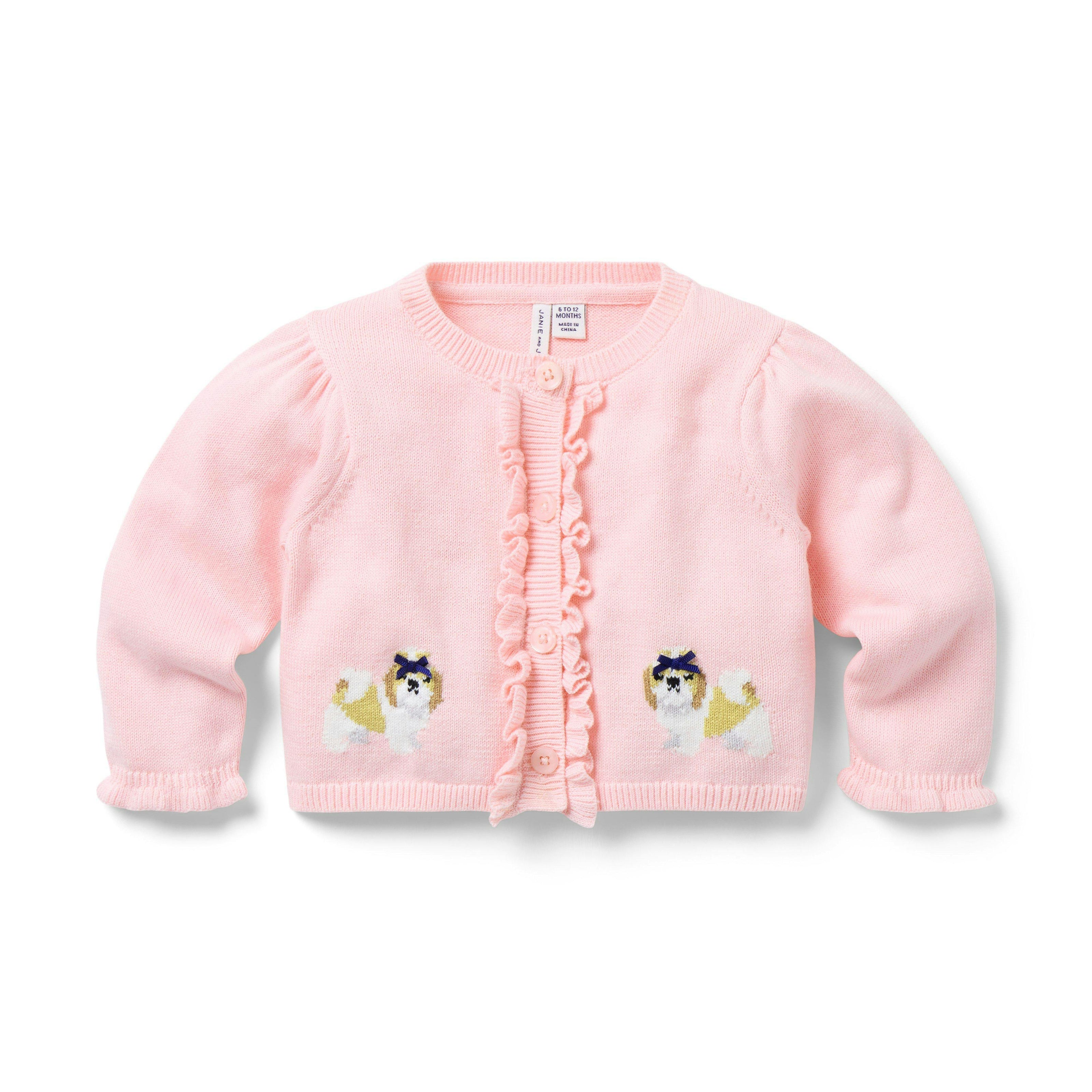 Baby Dog Ruffle Cardigan, pink