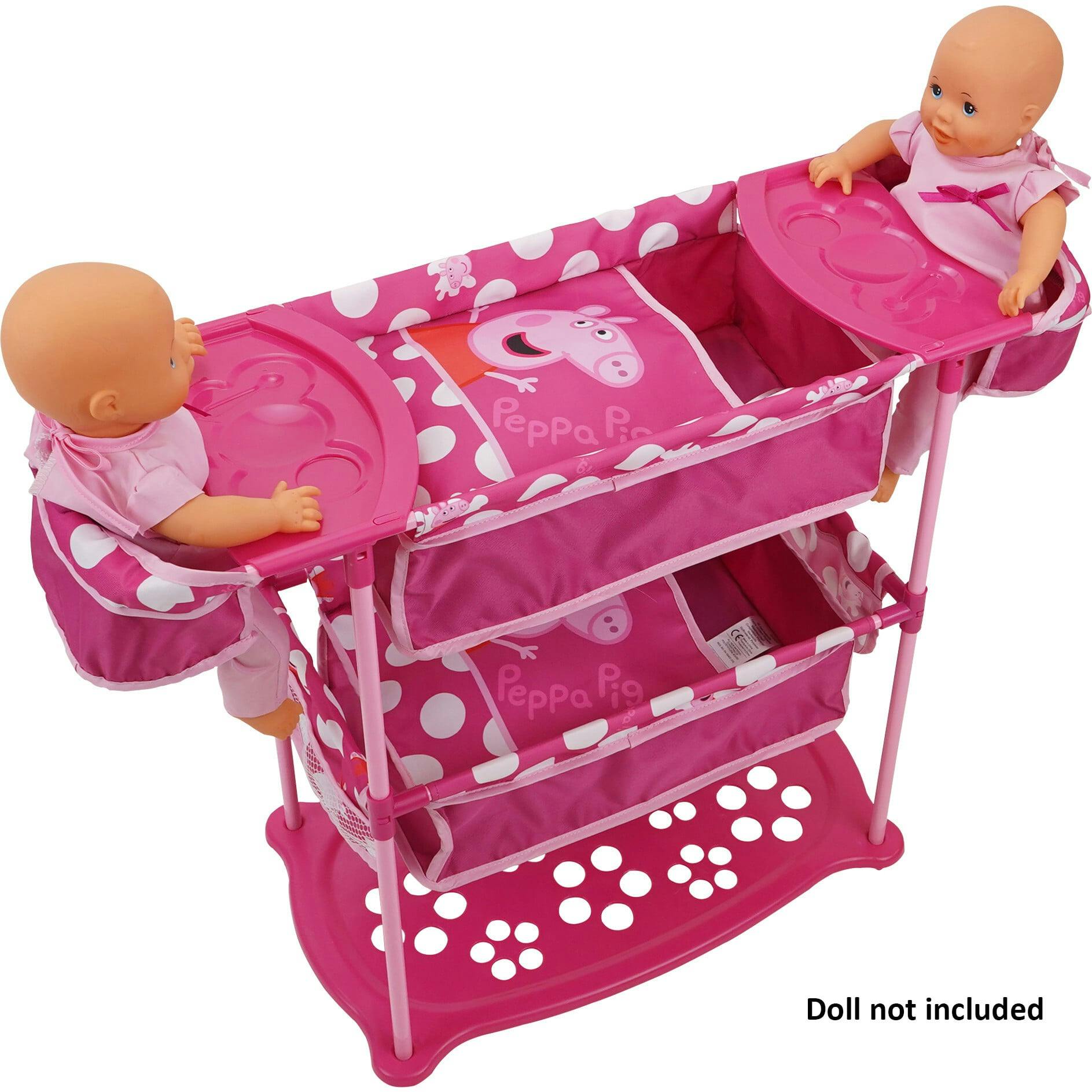 Peppa Doll Twin Care Station - Pink & White Dots
