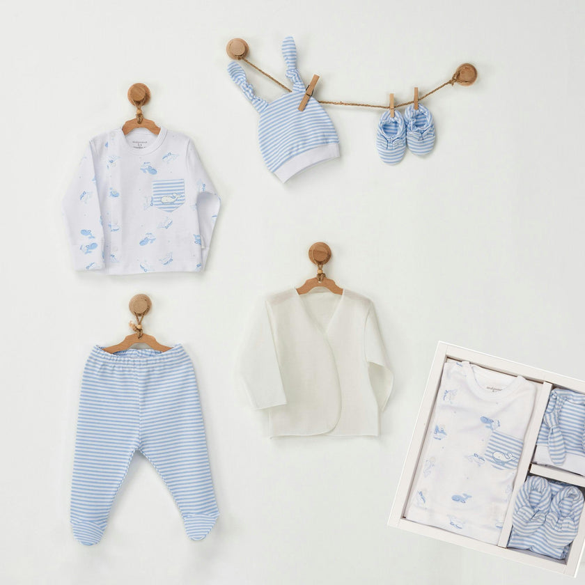 Blue Whale Baby 5 Piece Newborn Set