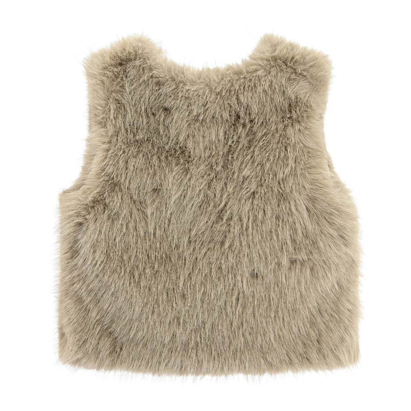 Khaki Faux Fur Chic Vest