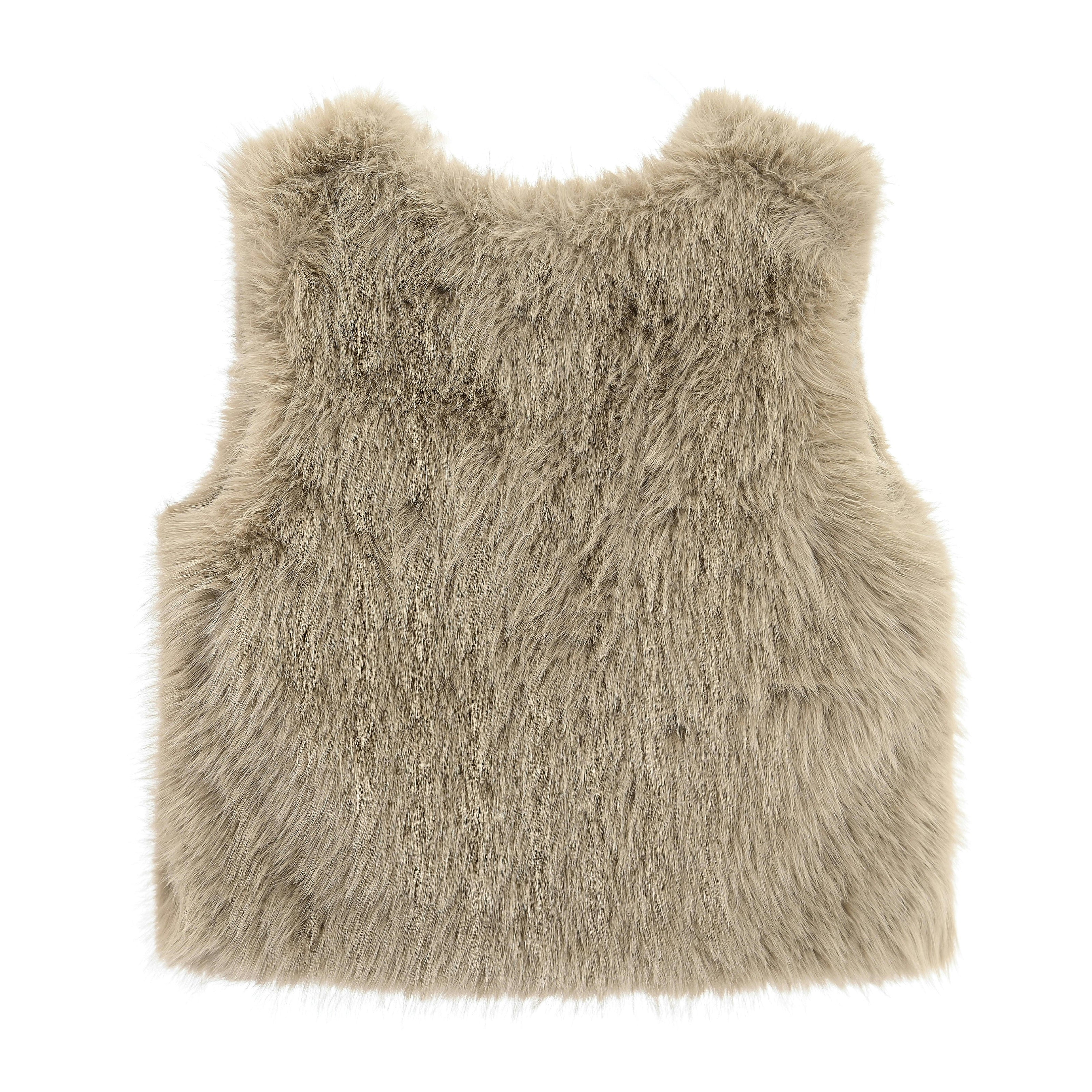 Khaki Faux Fur Chic Vest