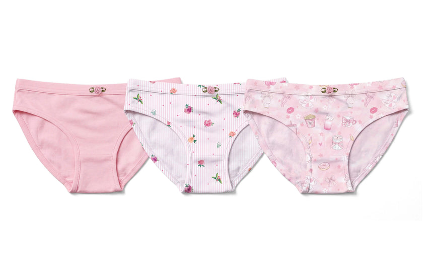 Girls Underwear 3 Piece Set - Pink, Garden Bloom & Blush Print