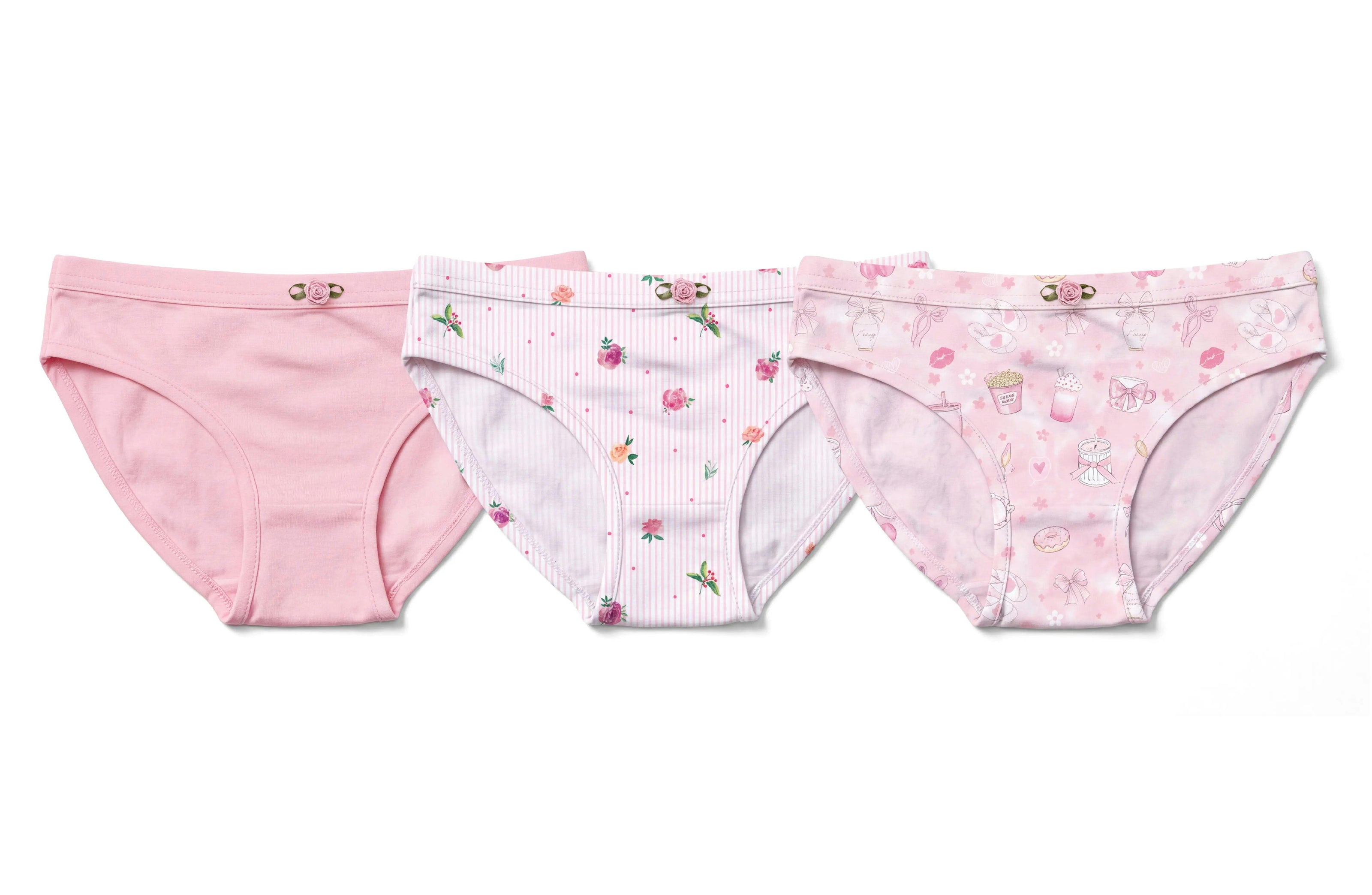 Girls Underwear 3 Piece Set - Pink, Garden Bloom & Blush Print