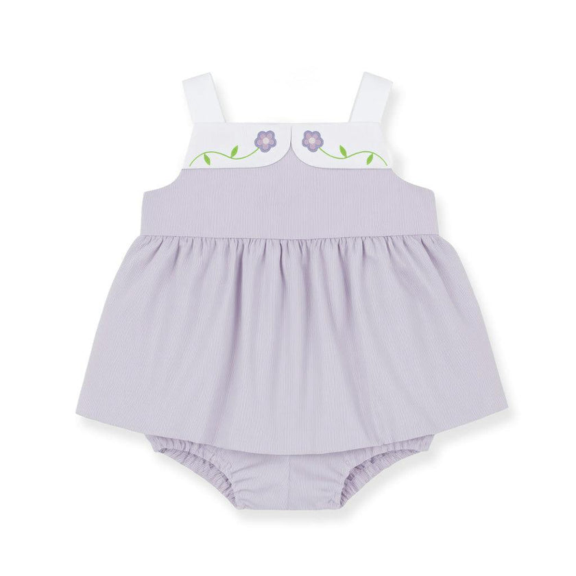 Pincord Romper with Flowers