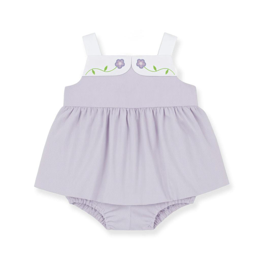 Pincord Romper with Flowers