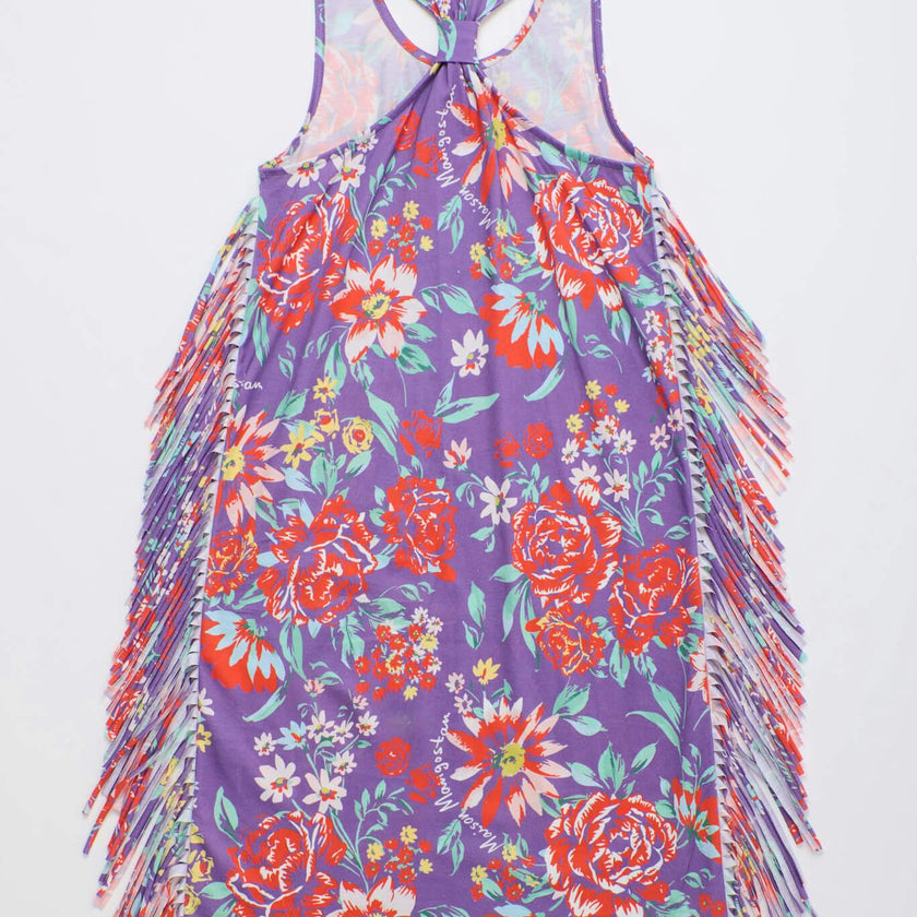 BEVERLY FRINGE DRESS DEEP PURPLE