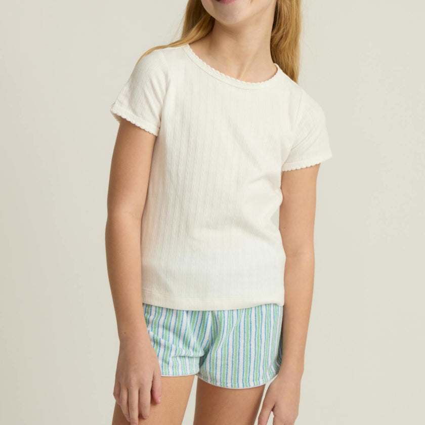 girls tamarin stripe french terry short