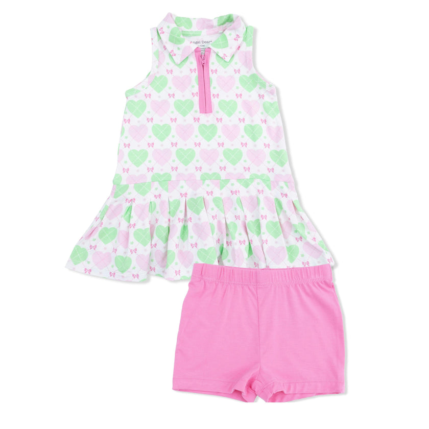 Heart Argyle - Polo Tennis Dress with Cartwheel Short