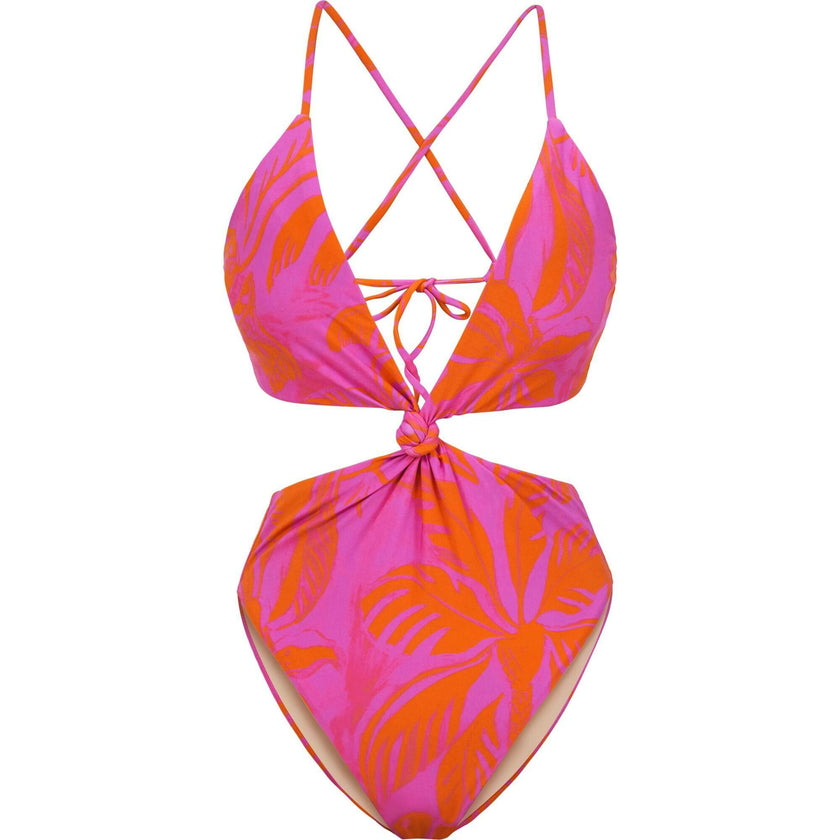 Women'S Del Mar Palms Knot Cutout One Piece Swimsuit, Pink