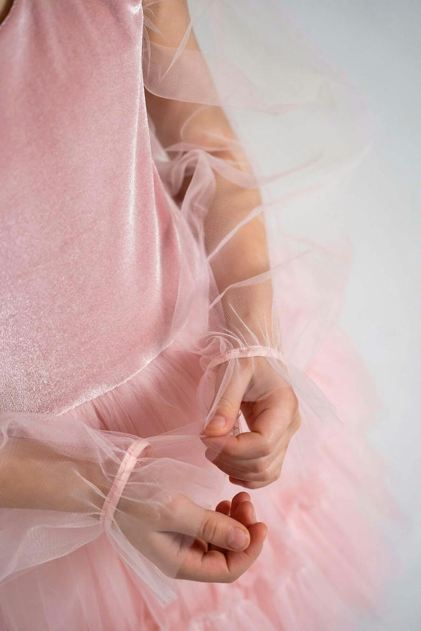 Pink Velvet Balloon Tutu Dress