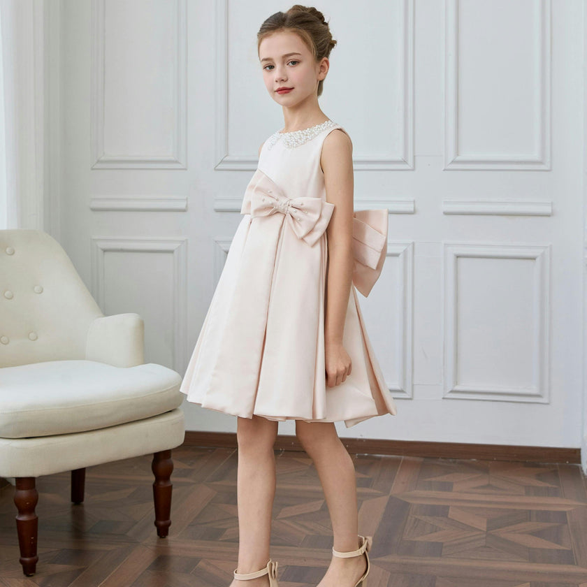 Pink Melinda Pearl Double Bow Dress