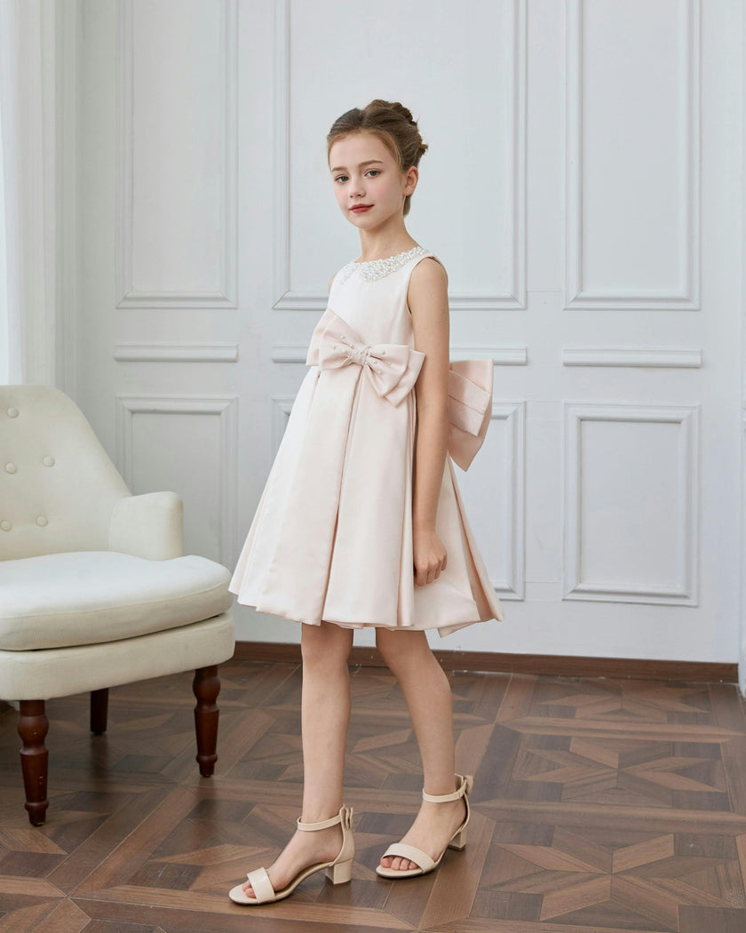 Pink Melinda Pearl Double Bow Dress